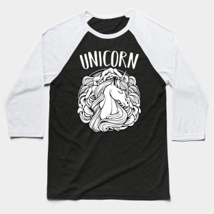 Unicorn - Trendy Line-Art Horse Magical Baseball T-Shirt